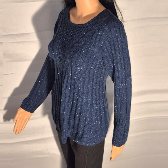 Hannah Sweaters - HANNAH Acrylic sweater, Turquoise with white specks in size LG.